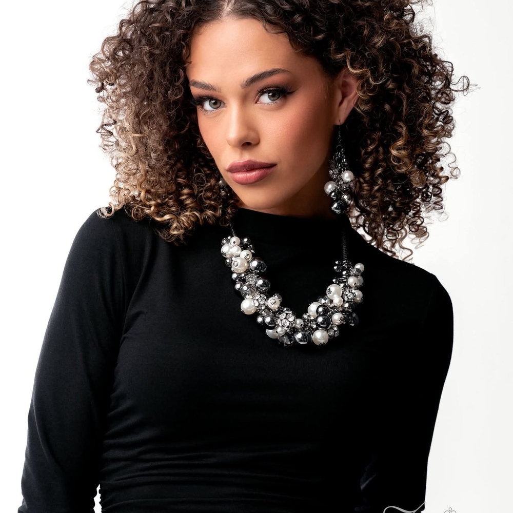 Chic Black and Silver Statement Necklace
